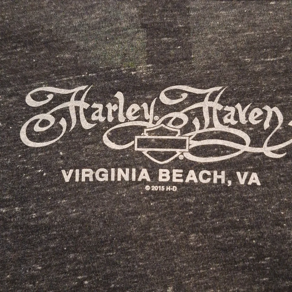 Harley-Davidson Charcoal Long Sleeve Tee Foxy W/ Fishnet Size M - Picture 8 of 11